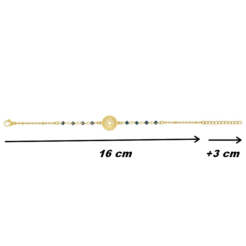 bracelet-femme-acier-inoxydable-doré-robbez-masson-433733-dimensions Bracelet Femme Acier inoxydable doré et Cristal bleu synthétique ROBBEZ MASSON, dimensions