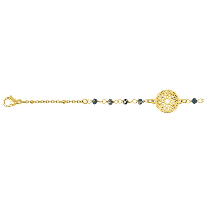 bracelet-femme-acier-inoxydable-doré-robbez-masson-433733 Bracelet Femme Acier inoxydable doré et Cristal bleu synthétique ROBBEZ MASSON