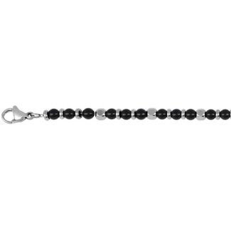 Bracelet Femme Acier inoxydable et Agate noire ROBBEZ MASSON