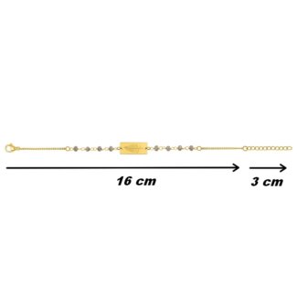 Bracelet feuille Femme Acier inoxydable doré et Cristal beige synthétique ROBBEZ MASSON, dimensions