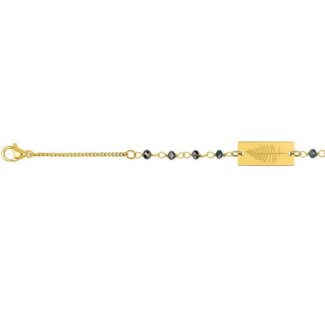 Bracelet feuille Femme Acier inoxydable doré et Cristal bleu synthétique ROBBEZ MASSON