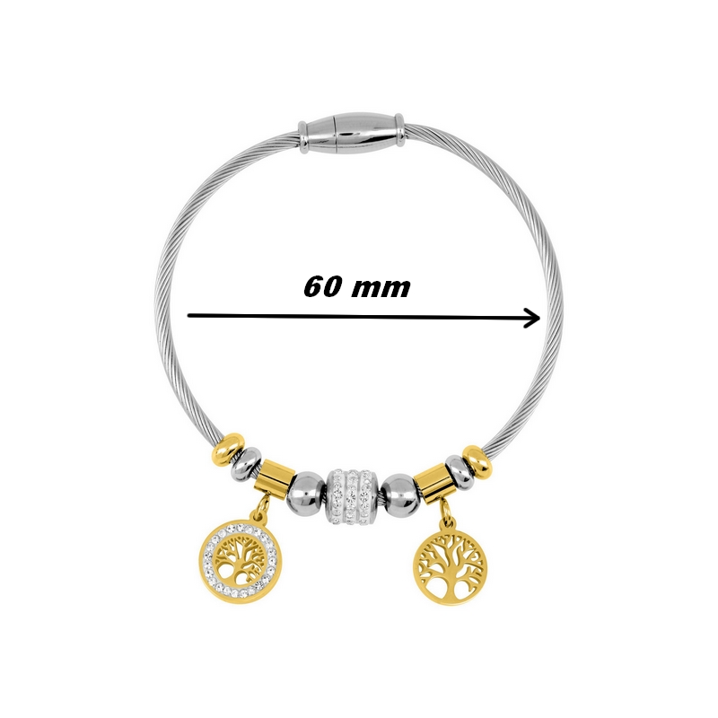 Bracelet câble Arbre de vie Femme Acier inoxydable ROBBEZ MASSON, diamètre