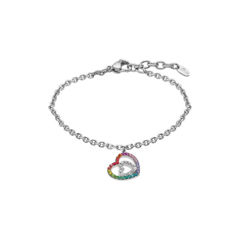 bracelet-femme-coeur-acier-inoxydable-et-strass-de-couleur-LOTUS-LS1943-2-2 Bracelet double Cœur Femme Acier inoxydable et strass de couleurs LOTUS LS1943-2/2