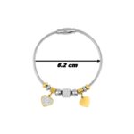 Bracelet Cœur Femme câble Acier inoxydable doré et strass ROBBEZ MASSON, diamètre