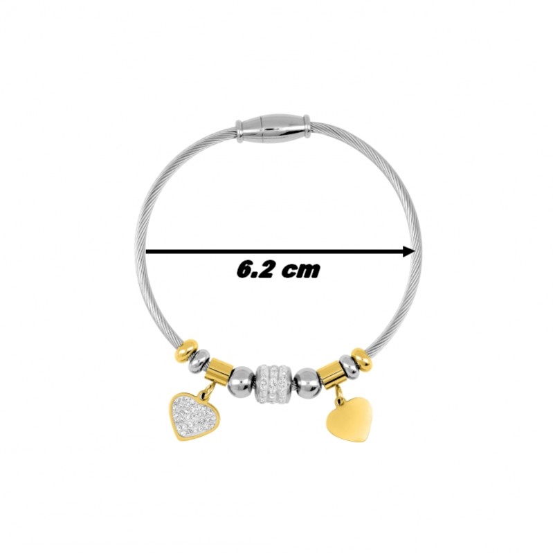 bracelet-femme-coeur-cable-acier-inoxydable-doré-robbez-masson-433647-diametre Bracelet Cœur Femme câble Acier inoxydable doré et strass ROBBEZ MASSON, diamètre