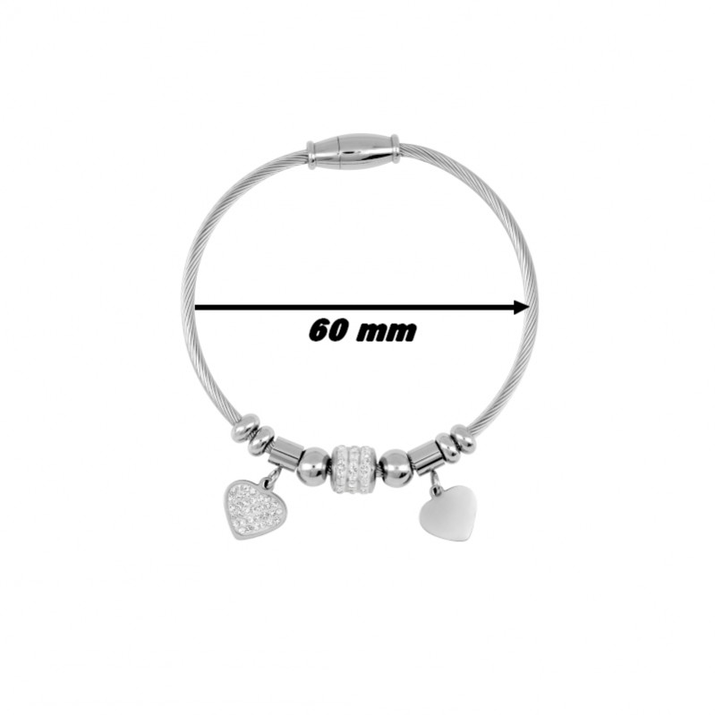 Bracelet Cœur Femme câble Acier inoxydable ROBBEZ MASSON, diamètre
