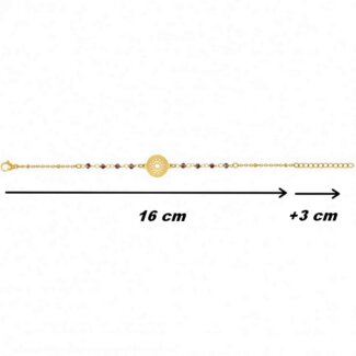 Bracelet Femme Acier inoxydable doré et Cristal rouge synthétique ROBBEZ MASSON, dimensions