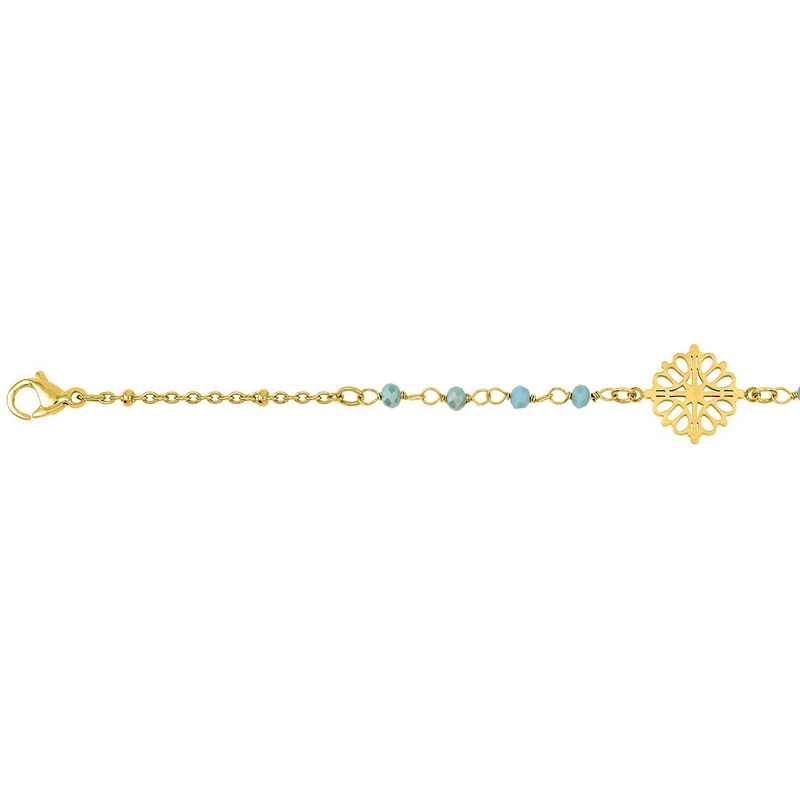 bracelet-femme-cristal-acier-inoxydable-doré-robbez-masson-433741 Bracelet Femme Acier inoxydable doré et Cristal turquoise synthétique ROBBEZ MASSON