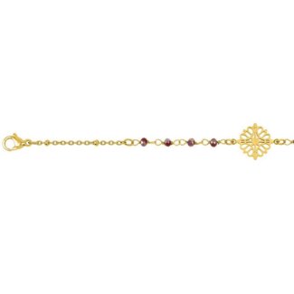 Bracelet Femme Acier inoxydable doré et Cristal rouge synthétique ROBBEZ MASSON