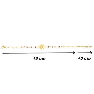 Bracelet Femme Acier inoxydable doré et Cristal rouge synthétique ROBBEZ MASSON, dimensions