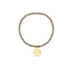 Bracelet élastique Arbre de vie Femme Acier inoxydable doré et Cristal rose synthétique ROBBEZ MASSON