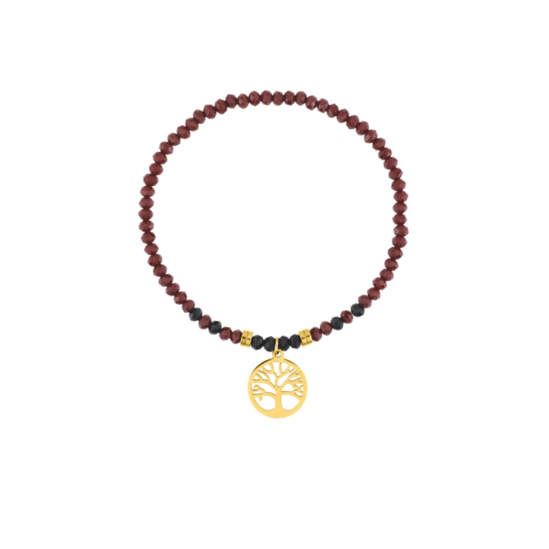 bracelet-femme-elastique-arbre-de-vie-acier-inoxydable-doré-robbez-masson-433727 Bracelet élastique Arbre de vie Femme Acier inoxydable doré et Cristal rouge synthétique ROBBEZ MASSON