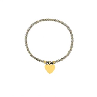 Bracelet élastique Cœur Femme Acier inoxydable doré et Cristal gris synthétique ROBBEZ MASSON