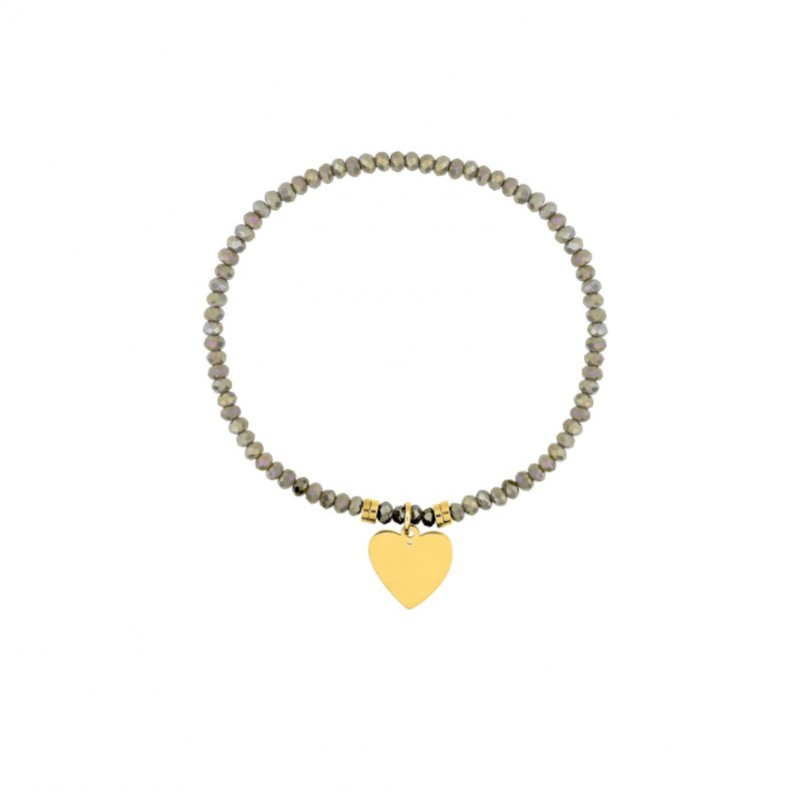 bracelet-femme-elastique-coeur-acier-inoxydable-doré-robbez-masson-433720 Bracelet élastique Cœur Femme Acier inoxydable doré et Cristal gris synthétique ROBBEZ MASSON