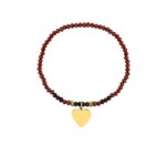 Bracelet élastique Cœur Femme Acier inoxydable doré et Cristal rouge synthétique ROBBEZ MASSON
