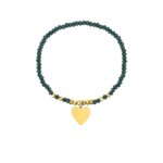 Bracelet élastique Cœur Femme Acier inoxydable doré et Cristal turquoise synthétique ROBBEZ MASSON