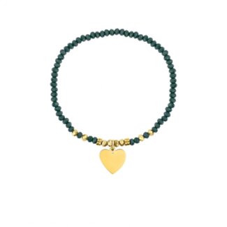 Bracelet élastique Cœur Femme Acier inoxydable doré et Cristal turquoise synthétique ROBBEZ MASSON