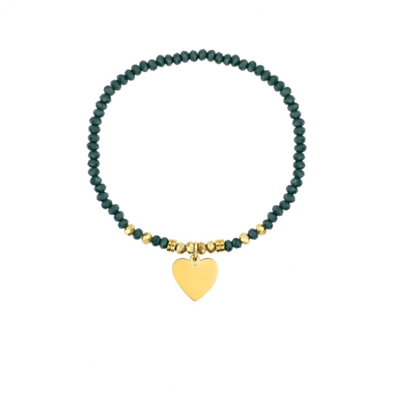 bracelet-femme-elastique-coeur-acier-inoxydable-doré-robbez-masson-433723 Bracelet élastique Cœur Femme Acier inoxydable doré et Cristal turquoise synthétique ROBBEZ MASSON