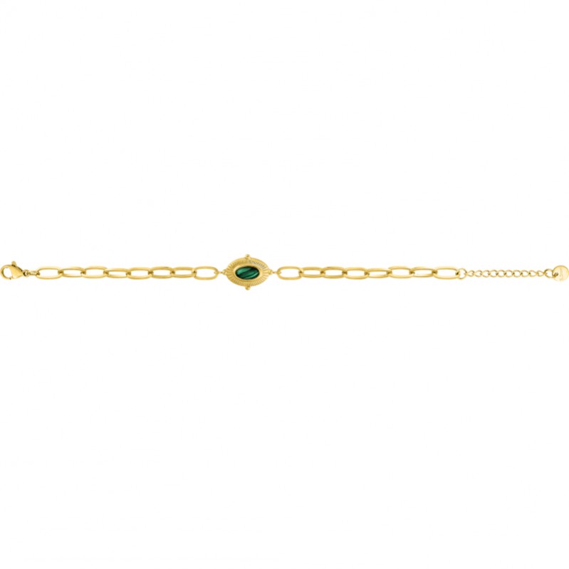 Bracelet Femme Acier inoxydable doré et Malachite synthétique ROBBEZ MASSON, dimensions