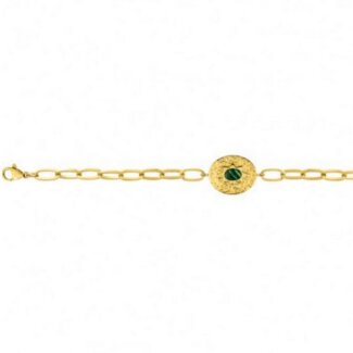 Bracelet Femme Acier inoxydable doré et Malachite synthétique ROBBEZ MASSON