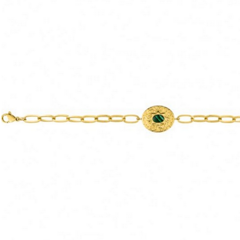 Bracelet Femme Acier inoxydable doré et Malachite synthétique ROBBEZ MASSON