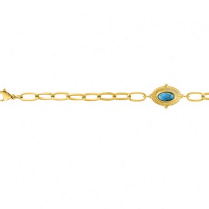 Bracelet Femme Acier inoxydable doré et Turquoise synthétique ROBBEZ MASSON