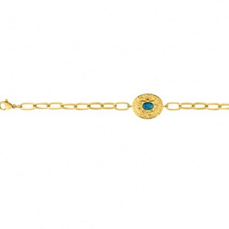 Bracelet Femme Acier inoxydable doré et Turquoise synthétique ROBBEZ MASSON