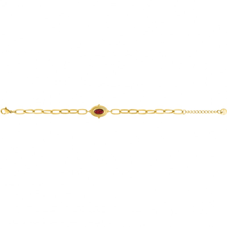 bracelet-femme-turquoise-rouge-acier-inoxydable-robbez-masson-433672 Bracelet Femme Acier inoxydable doré et Turquoise rouge synthétique ROBBEZ MASSON
