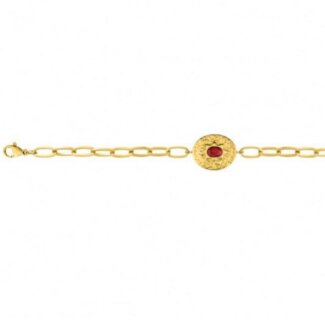 Bracelet Femme Acier inoxydable doré et Turquoise rouge synthétique ROBBEZ MASSON