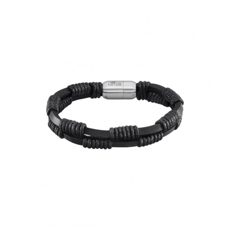 Bracelet Homme cuir noir et Acier inoxydable LOTUS LS2197-2/1
