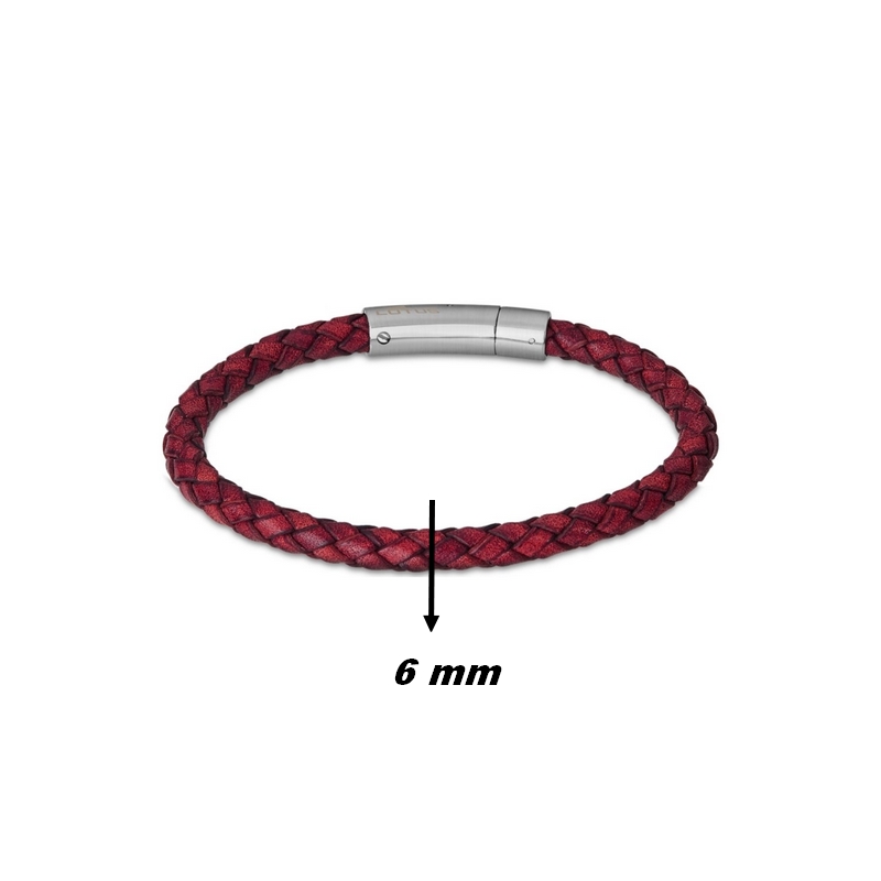 bracelet-homme-cuir-rouge-et-acier-inoxydable-LOTUS-LS2141-2-2-largeur Bracelet Homme Cuir rouge et Acier inoxydable LOTUS LS2141-2/2, largeur