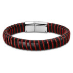 Bracelet Homme Cuir rouge et noir et Acier inoxydable LOTUS LS1879-2/2