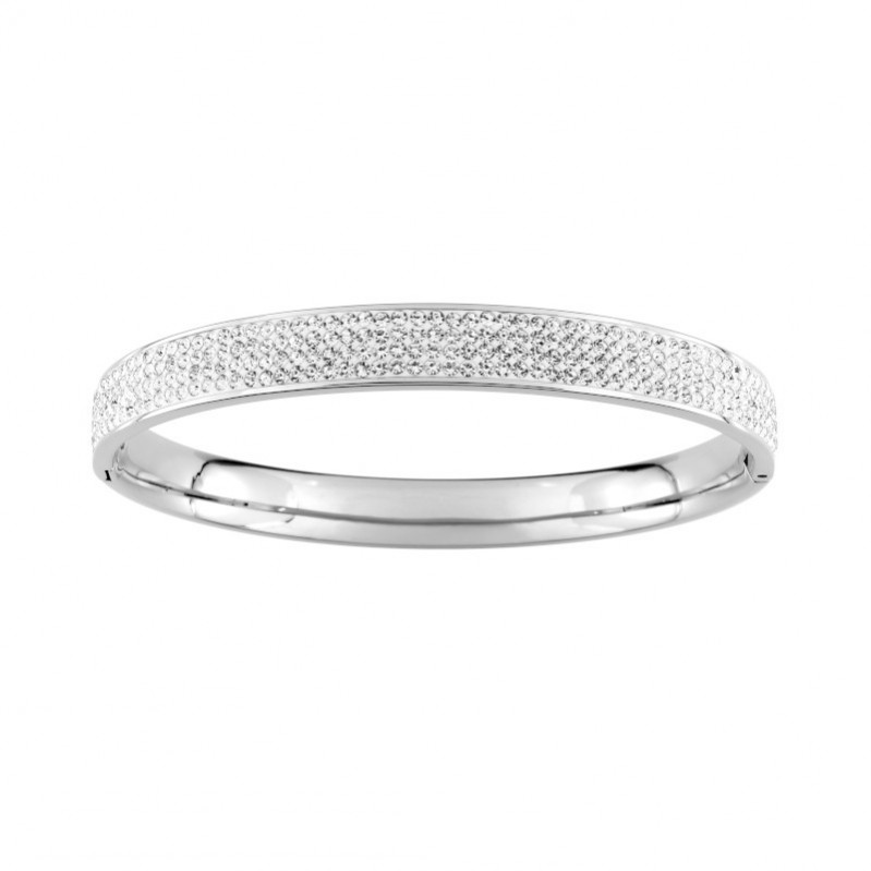 bracelet-jonc-femme-acier-inoxydable-et-cristal-blanc-robbez-masson-433688 Bracelet jonc Femme Acier inoxydable et Cristal blanc ROBBEZ MASSON