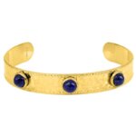 Bracelet jonc ouvert Femme Acier inoxydable doré et Agate bleue synthétique ROBBEZ MASSON