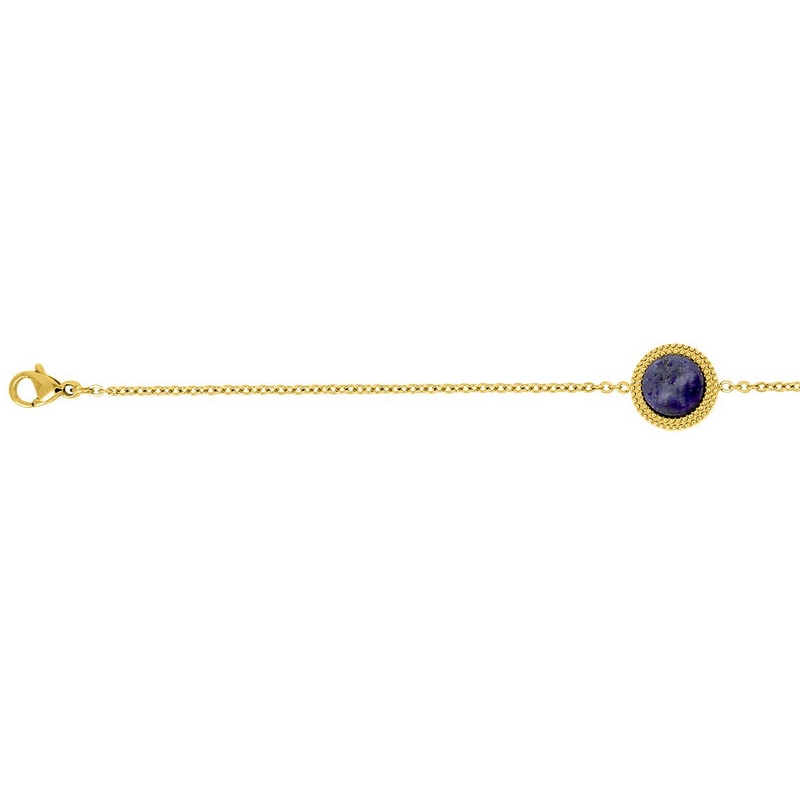 bracelet-rond-femme-acier-inoxydable-doré-et-lapis-synthétique-robbez-masson-433703 Bracelet rond Femme Acier inoxydable doré et Lapis synthétique ROBBEZ MASSON