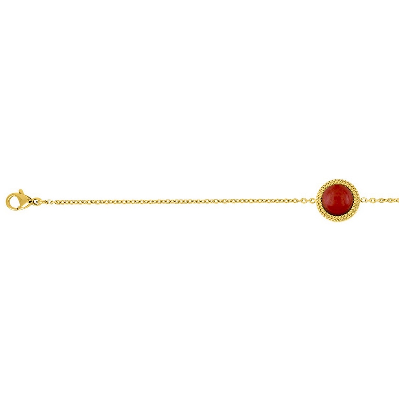 bracelet-rond-femme-acier-inoxydable-doré-et-rubis-synthétique-robbez-masson-433704 Bracelet rond Femme Acier inoxydable doré et Rubis synthétique ROBBEZ MASSON