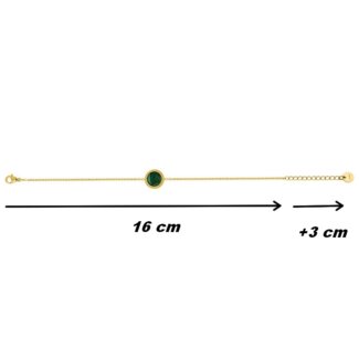 Bracelet rond Femme Acier inoxydable doré et Malachite synthétique ROBBEZ MASSON, dimensions