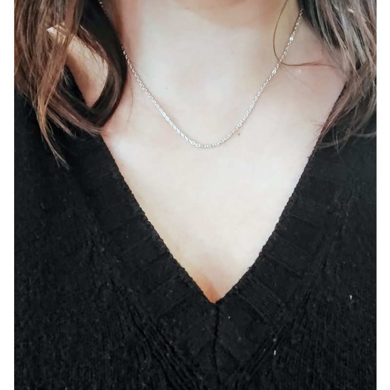 chaine-forçat-argent-rhodié-robbez-masson-331095C-portée Chaîne forçat Femme Argent 925/1000 ROBBEZ MASSON portée