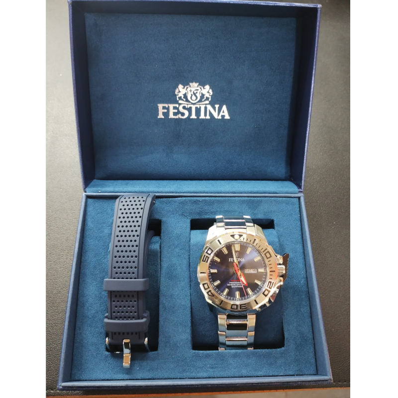 coffret-montre-homme-étanche-FESTINA-acier-inoxydable-bracelet-offert-F20665-1 Coffret Montre étanche Homme Acier inoxydable FESTINA F20665/1 avec bracelet OFFERT