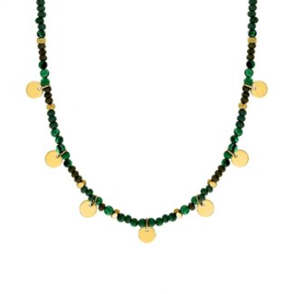 Collier breloque Femme Acier inoxydable doré et Malachite synthétique ROBBEZ MASSON