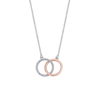 Collier bicolore Femme double cercle Argent 925/1000 et Oxydes de zirconium LOTUS LP1955-1/1