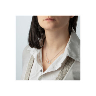 Collier bicolore Femme double cercle Argent 925/1000 et Oxydes de zirconium LOTUS LP1955-1/1 porté