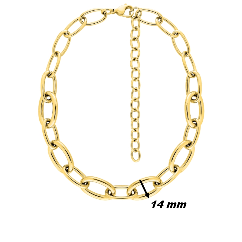 collier-chaine-femme-acier-inoxydable-doré-robbez-masson-431256C-largeur Collier chaine Femme Acier inoxydable doré ROBBEZ MASSON, largeur