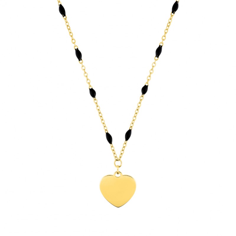 collier-coeur-femme-acier-inoxydable-doré-epoxy-robbez-masson-432246 Collier Cœur Femme Acier inoxydable doré et Epoxy synthétique ROBBEZ MASSON