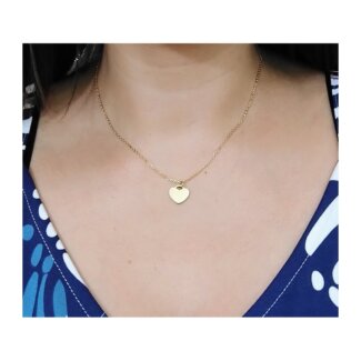 Collier Cœur Femme Acier inoxydable doré ROBBEZ MASSON porté