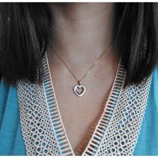 Collier Cœur Femme Argent 925/1000 rosé et Oxydes de zirconium LOTUS LP3137-1/2 porté