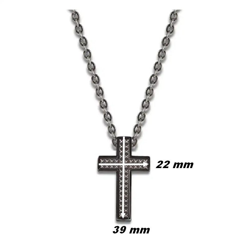 Collier Croix Homme Acier inoxydable vieilli LOTUS LS2132-1/1, dimensions