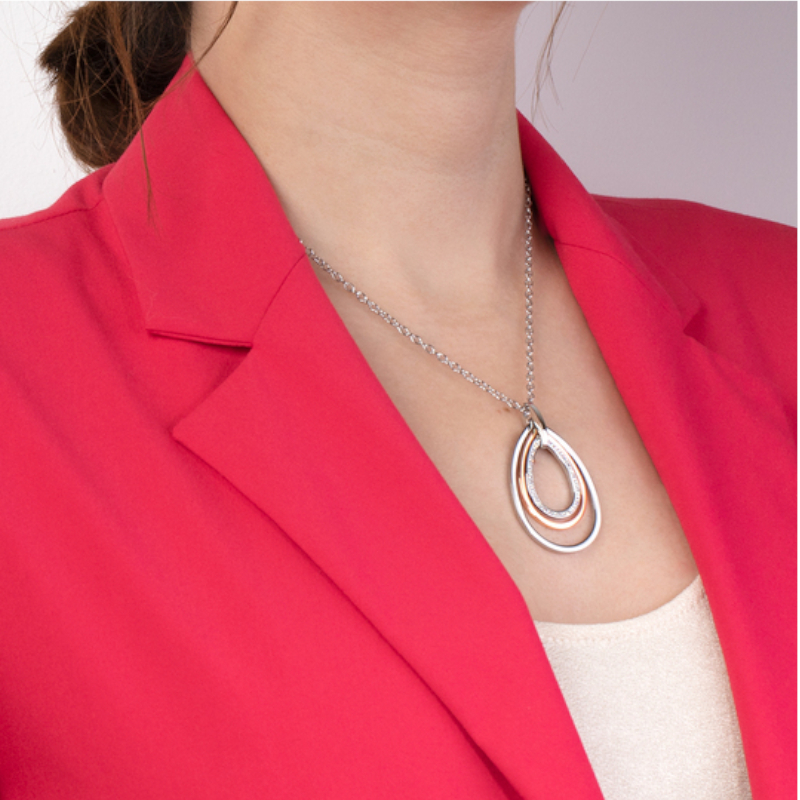 Collier 3 anneaux bicolores Femme Acier inoxydable LOTUS LS2112-1/2 porté