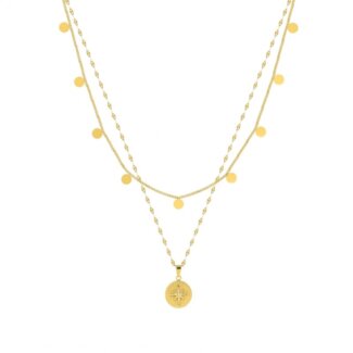 Collier breloque double rang Femme Acier inoxydable doré ROBBEZ MASSON