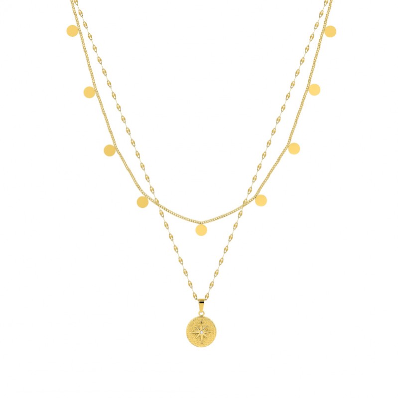 Collier breloque double rang Femme Acier inoxydable doré ROBBEZ MASSON